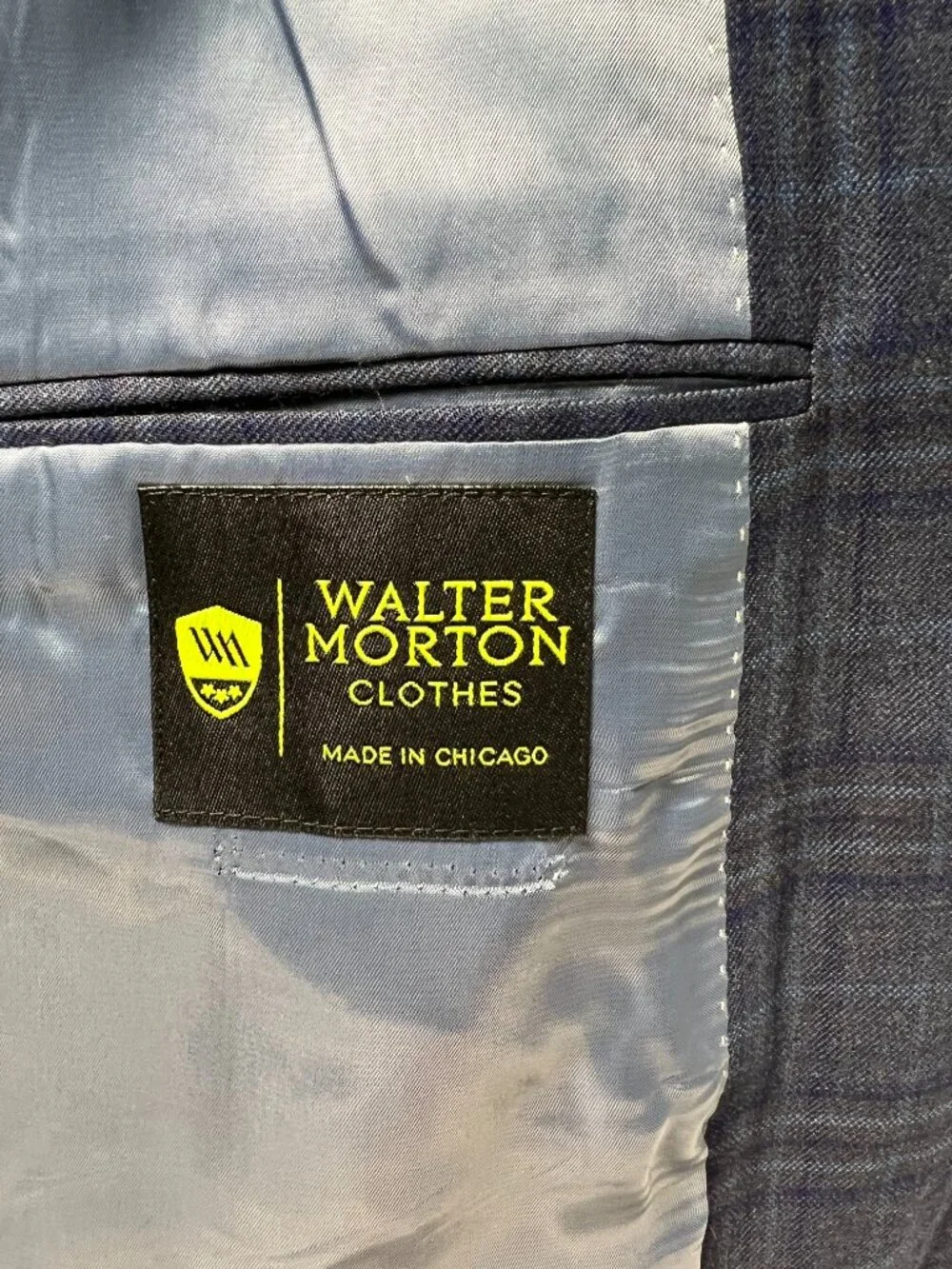 NWT WALTER MORTON 48L Blue Plaid 2 Btn 100% Worsted Wool Blazer USA